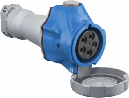 IEC Watertight 30A Switched Female Connector, 4-Pole 5-Wire, NEMA 4X/IP67