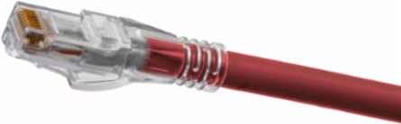 Cat6A Slim Patch Cord, 3 ft, Red, 8-Conductor, PVC Insulation
