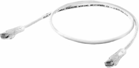 Cat6 Slim Patch Cord, 7 ft, White, 8-Conductor, 300V AC