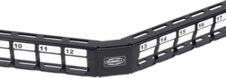 24 Port Multimedia Jack Panel, 1/2 Rack Unit, Angled, Black