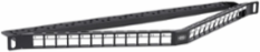 24 Port Multimedia Jack Panel, 1/2 Rack Unit, Angled, Black