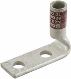 Grounding Lug, #4 AWG, Double Hole, 3/8 Inch ID, 90 Degree, 50 Pack