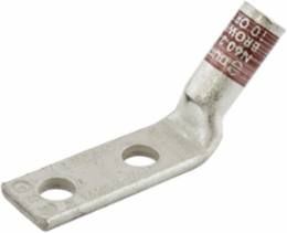 Grounding Lug, #6 AWG, Double Hole, 1/4 Inch ID, 5/8 Inch Spacing, 45 Degree, 50 Pack