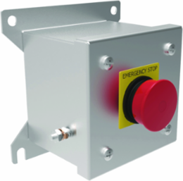Maintained Contact E-Stop Push Button, 3/4 Inch Hub, Stainless Steel, 20 Amp
