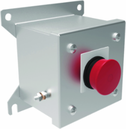 Maintained Contact Red Push Button Panel Mount - 3/4 Inch Hub, Stainless Steel