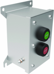 Stainless Steel Double Push Button Control Station, 3/4 Inch Hub, 20 Amps