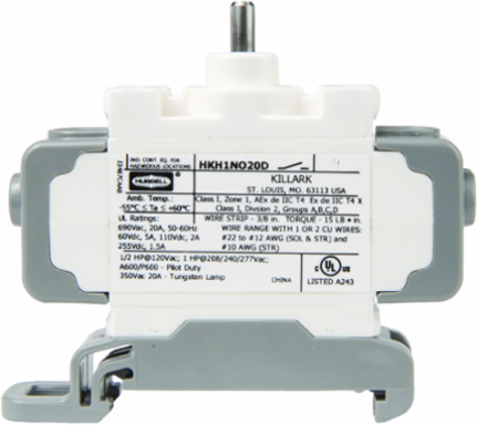 Factory Sealed Contact Block 20A N.O. Din Rail Mount, 24-690 AC/DC V