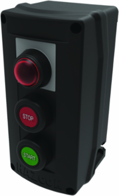 Red Pilot Light & Two Momentary Push Buttons, 3/4 Inch Hub, Nema 3, 4, 4X, 12, 13