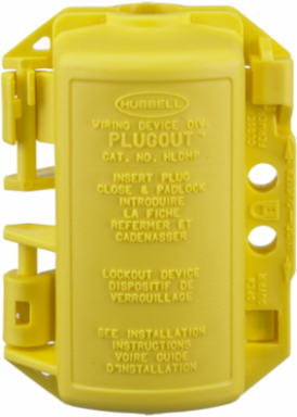 PLUGOUT Lockout Device for 15A & 20A Plugs, Yellow, 4.22 Inch x 3.14 Inch x 2.57 Inch