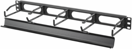 Horizontal Cable Management 1U 2 Inch Extension With Cover, Black