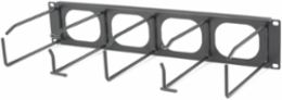 Horizontal Cable Management System, 2-Unit, 4 Inch Extension, Black