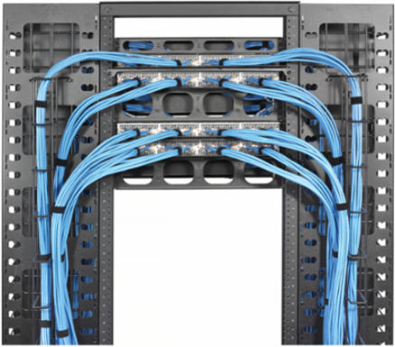 Horizontal Cable Management, 4-Unit, 7 Inch Extension, Black, 8.7 Inch Width