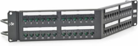 Cat5E 48-Port Angled Patch Panel, Universal Wiring, 7.1 Inch Width