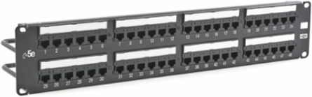 Cat5E 48-Port Patch Panel, White, 4.5 Inch Width