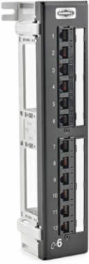 12-Port Cat 6 Patch Panel, Surface Mount, 3.300 Inch Width