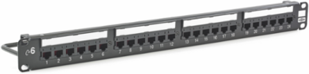 Cat6 24-Port Patch Panel, 4.600 Inch Width, Black