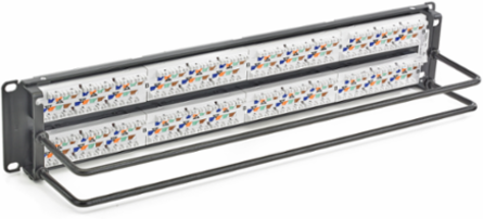 Cat6 Patch Panel 48-Port Black, Flat Style, 4 dB min NEXT Margin