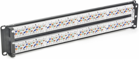 Cat6 Patch Panel 48-Port Black, Flat Style, 4 dB min NEXT Margin