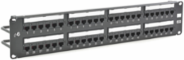 Cat6 Patch Panel 48-Port Black, Flat Style, 4 dB min NEXT Margin