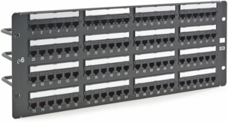 Cat6 Patch Panel 96-Port, 8.600 Inch Width, Black