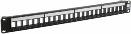 Patch Panel, 24 Ports, 19 Inch Width, 1.75 Inch Height, White