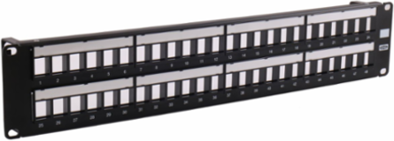Unloaded Patch Panel, 48-Port, 19 Inch W x 3.50 Inch H