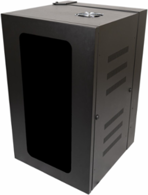QUADCAB Wall Mount Cabinet 36 Inch H x 24 Inch D, Black, Steel