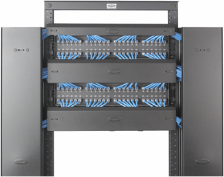 Horizontal Cable Management, S-Series,2-Unit, 3" Extension, Black