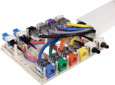 Surface Mount Box, 12-Port, Molded, Light Almond/Office White, 5 Inch Width