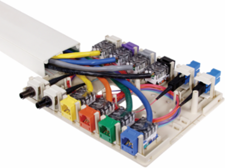 Surface Mount Box, 12-Port, Molded, Light Almond/Office White, 5 Inch Width