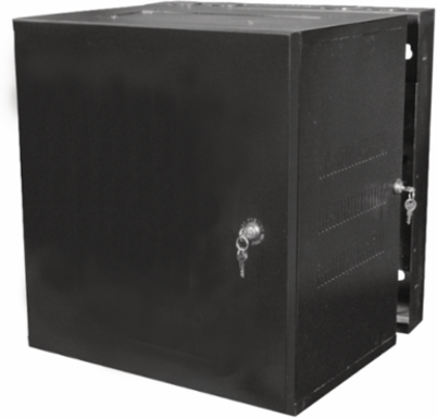 QUADCAB Wall Mount Cabinet, 24 Inch H x 26 Inch D, Solid Door, Black