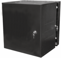 QUADCAB Wall Mount Cabinet, 24 Inch H x 26 Inch D, Solid Door, Black