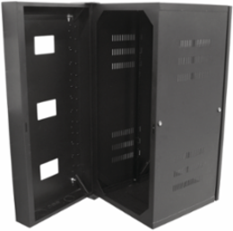 QUADCAB Wall Mount Cabinet, 36 Inch H x 36 Inch D, Black, Window Door