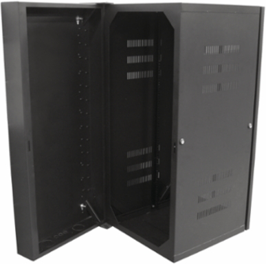 QUADCAB Wall Mount Cabinet 36 Inch H x 26 Inch D Solid Door Black