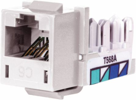 Telephone/Data Jack, XCELERATOR Cat 6, White, 25 Pack, 1000V RMS