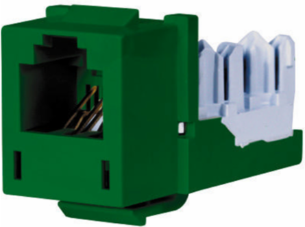 XCELERATOR Telephone/Data Jack, 6-Position USOC, Thermoplastic, Green