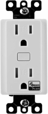 ZWave Enabled TR Smart Duplex Wall Outlet, 120VAC, 15A, Tamper Resistant