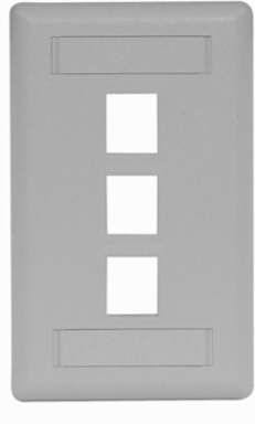 Gray 3-Port Surface-Mount Faceplate, 1-Gang, High-Impact Thermoplastic, Vertical