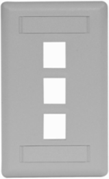Gray 3-Port Surface-Mount Faceplate, 1-Gang, High-Impact Thermoplastic, Vertical