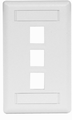 3-Port Rear-Loading Single-Gang Face Plate, High-Impact Thermoplastic, White