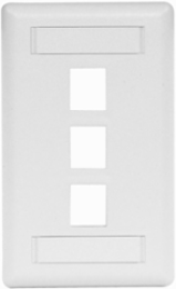 3-Port Rear-Loading Single-Gang Face Plate, High-Impact Thermoplastic, White