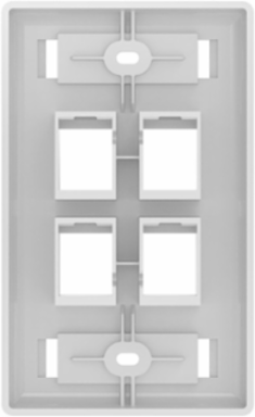 4-Port White Rear-Loading Face Plate, 1-Gang, High-Impact Thermoplastic