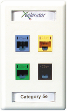 PLATE, WALL,FLUSH,1-G,4PORT,WH