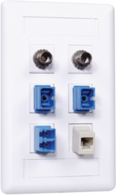 6-Port Rear-Loading Face Plate, Single-Gang, White, Standard Size
