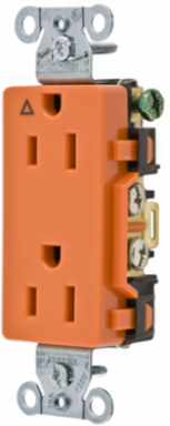 Commercial Grade 15A 125V Decorator Duplex Receptacle, Orange