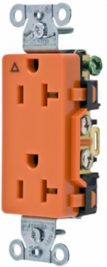 Commercial Grade Decorator Duplex Receptacle, 20A 125V, Orange