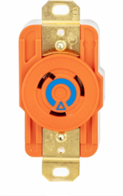 EdgeConnect Isolated Ground Flush Receptacle 20A 250V 2-Pole 3-Wire Orange