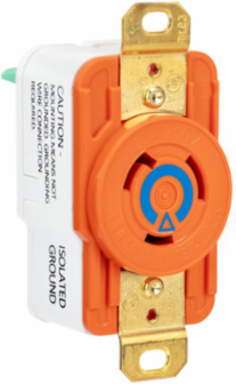 EdgeConnect Isolated Ground Flush Receptacle 20A 250V 2-Pole 3-Wire Orange