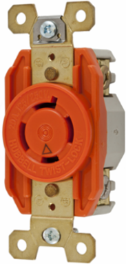 Isolated Ground Twist-Lock Receptacle, 20A 125/250V, 3-Pole 4-Wire, Nylon, Orange