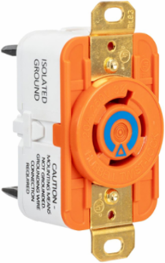EdgeConnect Isolated Ground Flush Receptacle 20A 250V AC L15-20R 3-Phase